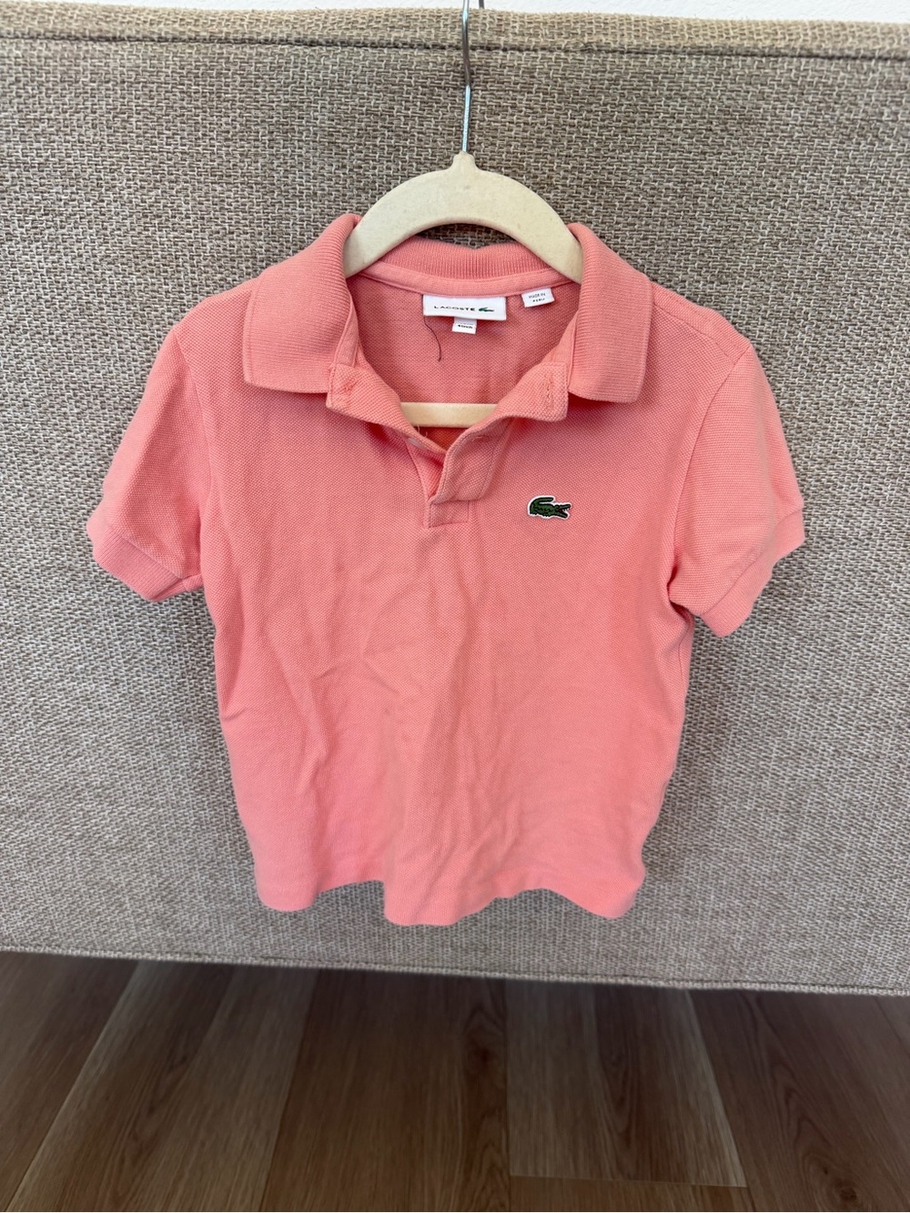 Lacoste Kids Coral Pink Polo Shirt with Crocodile Logo